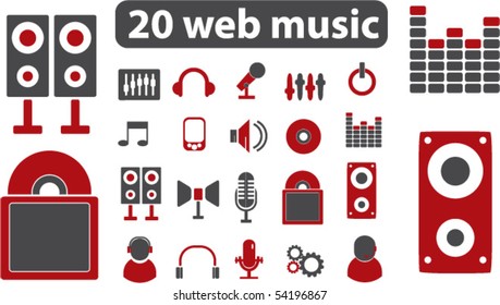 20 Zeichen für Webmusik. Vektorgrafik