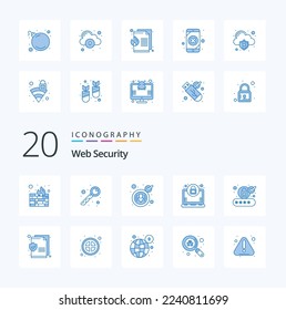 20 Web Security Blue Color icono Paquete como el inicio de sesión del documento hacia abajo autorizar bloqueo