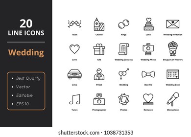 20 Wedding Line Icons
