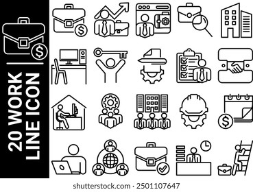 20 work line icon, black and white