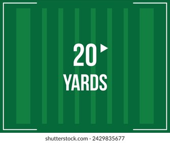20 yards. Vector American football field measurement, unit of measurement in yards
