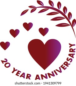 Logotipo de diseño vectorial de 20 años