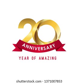 20 Year Anniversary Year of Amazing Vector Template Design Illustration
