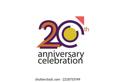 20 year anniversary celebration abstract style logotype. anniversary with purple, yellow, orange color isolated on white background, vector design for celebration, invitation, greeting card - Vector