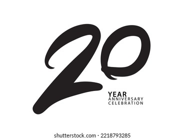 20 años de celebración de aniversario de color negro vector de logotipo, diseño de 20 números, invitación de cumpleaños 20, diseño de número de logo ilustración vector
