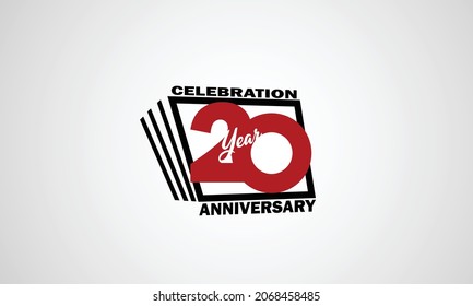 20 Year Anniversary Celebration, Book Design Style Black And Red Color For Event, Birthday, Giftcard, Poster-vector