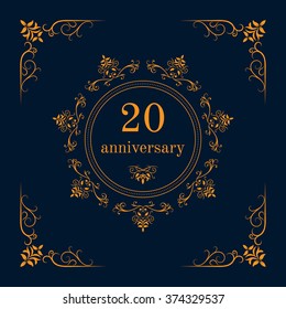 20 year anniversary celebration card,  anniversary background. Vector illustration