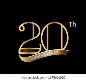 20 year anniversary celebration. Anniversary classic elegance golden color isolated on black background, vector design for celebration, invitation card, and greeting card-01