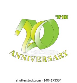 20 year anniversary celebration logotype. 20 th anniversary logo golden colored isolated, vector design for greeting card and invitation card