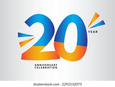 20 años de celebración portador de logotipo, diseño de número 20, invitación de cumpleaños 20, plantilla de logotipo de aniversario, vector de diseño de número de logotipo, fuente de caligrafía, logotipo de tipografía, diseño de vector