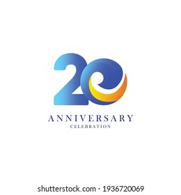 Ilustración de diseño de plantillas vectoriales de celebración de 20 años