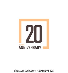 20 Year Anniversary Celebration Vector with Square Shape. Happy Anniversary Greeting Celebrates Template Design Illustration