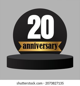 20 años de celebración, diseño vectorial para celebraciones, tarjetas de invitación y tarjetas de felicitación