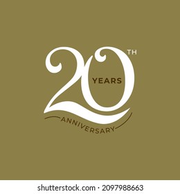 20 Year Anniversary Logo, 20th birthday, Golden Color, Vector Template Design element for invitation, wedding, jubilee and greeting card illustration.