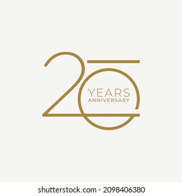 20 Year Anniversary Logo, 20th birthday, Golden Color, Vector Template Design element for invitation, wedding, jubilee and greeting card illustration.