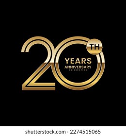 20 year anniversary. Anniversary logo design with double line concept, vector illustration