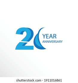 20 Jahre alte Logo-Vektorgrafik-Vorlagendesign-Illustration blau-weiß