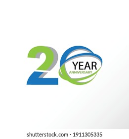 20 Year Anniversary Logo Vector Template Design Illustration blue and white
