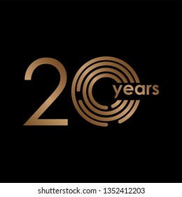 20 Year Anniversary Luxury Gold Black Logo Vector Template Design Illustration