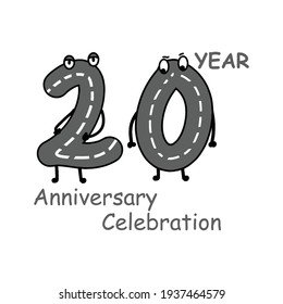 20 year anniversary number character vector template design illustration