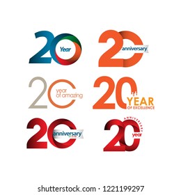 20 Year Anniversary Set Vector Template Design Illustration