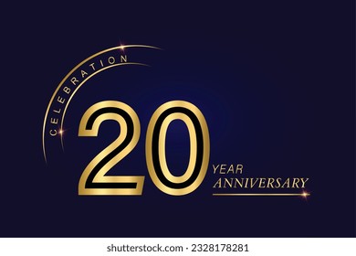 20 year anniversary vector banner template.Dark Blue Golden Royal anniversary Graphics Background.Growing Elegant Shine Spark. Luxury Premium Corporate Abstract Design Template.modern Shape Post.