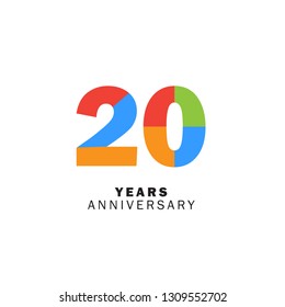 20 Year Anniversary Vector Template Design Illustration.