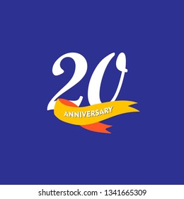 20 Year Anniversary Vector Template Design Illustration, with ribbon.