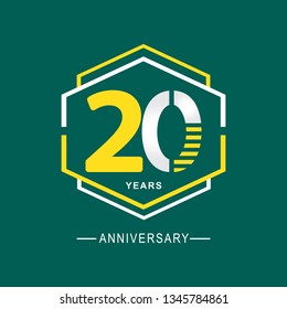 20 Year Anniversary Vector Template Design Illustration, with flat design.