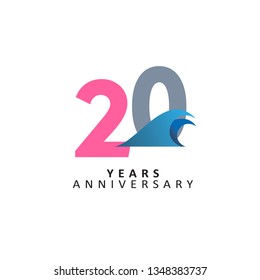 20 Year Anniversary Vector Template Design Illustration, with flat design.