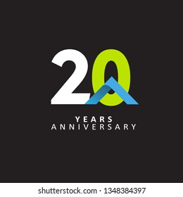 20 Year Anniversary Vector Template Design Illustration, with flat design.