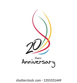 20 Year Anniversary Vector Template Design Illustration, with flat design.