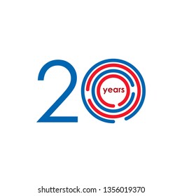 20 Year Anniversary Vector Template Design Illustration