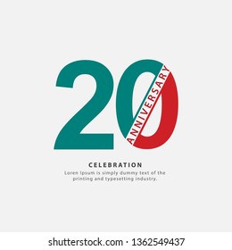 20 Year Anniversary Vector Template Design Illustration, with flat design.