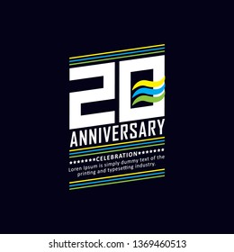 20 Year Anniversary Vector Template Design Illustration, with flat design.
