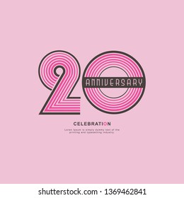 20 Year Anniversary Vector Template Design Illustration, with flat design.