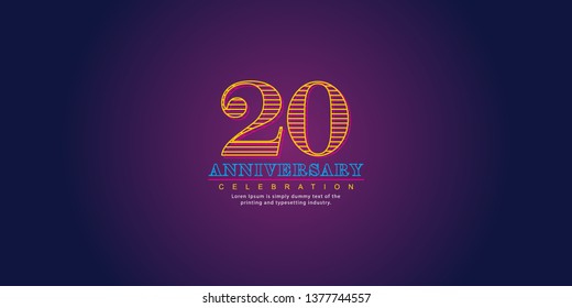 20 Year Anniversary Vector Template Design Illustration, with flat design.