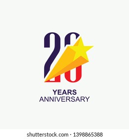 20 Year Anniversary Vector Template Design Illustration, with star icon design.