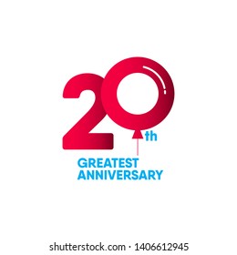 20 year anniversary vector template. Design for your celebration. Design for advertising, poster, banner or print.