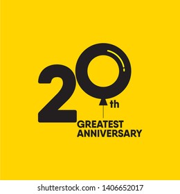 20 year anniversary vector template. Design for your celebration. Design for advertising, poster, banner or print.