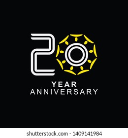 20 Year Anniversary Vector Template Design Illustration.
