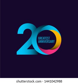 20 year anniversary vector template. Design for celebration, greeting cards or print.