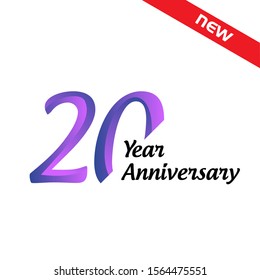 20 year anniversary vector template. Design for celebration, greeting cards or print