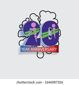 20 Year Anniversary Vector Template Design Illustration