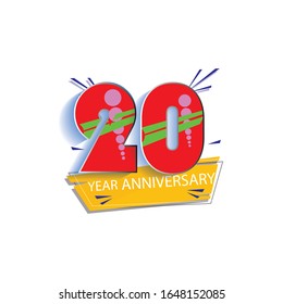 Ilustración de diseño de plantillas vectoriales de 20 años