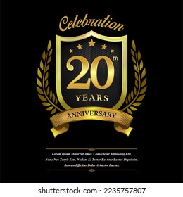 20 year celebration anniversary logo vector isolated on black background