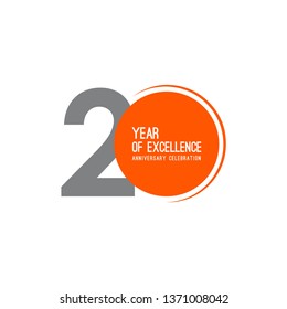 20 Year Of Excellence Anniversary Celebration Vector Template Design Illustration