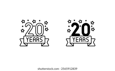 20 year icon design with white background stock illustration