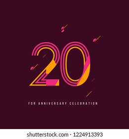 20 Year Retro Anniversary Celebration Vector Template Design Illustration