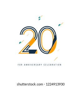 20 Year Retro Anniversary Celebration Vector Template Design Illustration